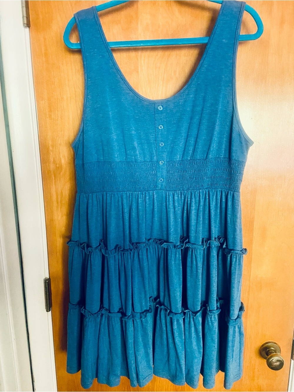 Boutique Sleeveless Tiered Dusty Blue Dress